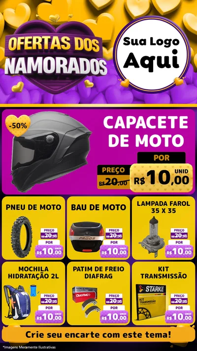 Modelo de Rede Social para Stories com o tema Oferta Dos Namorados para Moto peças
