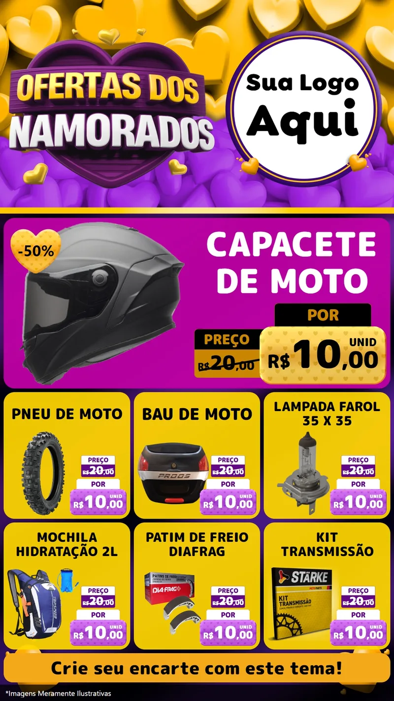 Modelo de Rede Social para Stories com o tema Oferta Dos Namorados para Moto peças