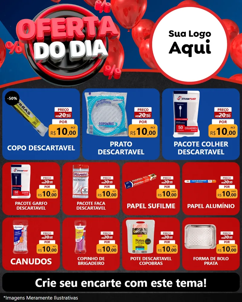 Modelo de Rede Social para Feed Instagram com o tema Oferta do Dia para Embalagens