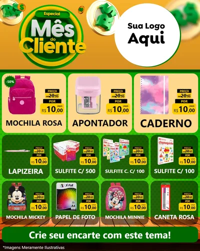 Modelo de Rede Social para Feed Instagram com o tema Especial Mês do Cliente para Papelaria
