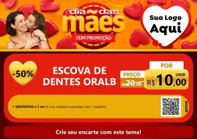 Modelo de Cartaz para Cartaz A4 Horizontal com o tema Dia das Mães com Promoção para Higiene Pessoal