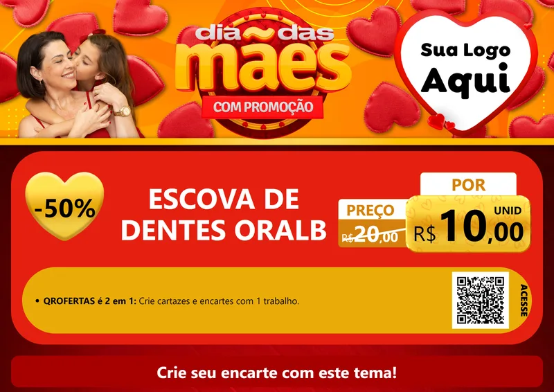 Modelo de Cartaz para Cartaz A4 Horizontal com o tema Dia das Mães com Promoção para Higiene Pessoal