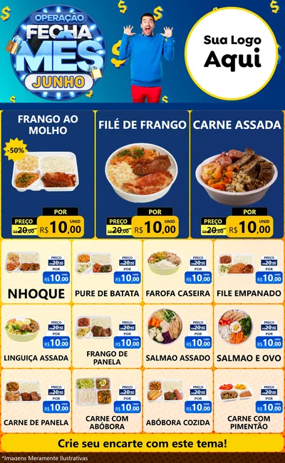 Modelo de Encarte para Encarte Grande com o tema Operação Fecha Mês, Junho para Restaurante