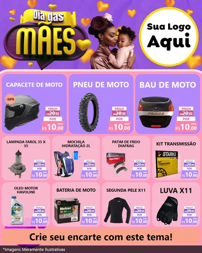 Modelo de Rede Social para Feed Instagram com o tema Dia das Mães para Moto peças