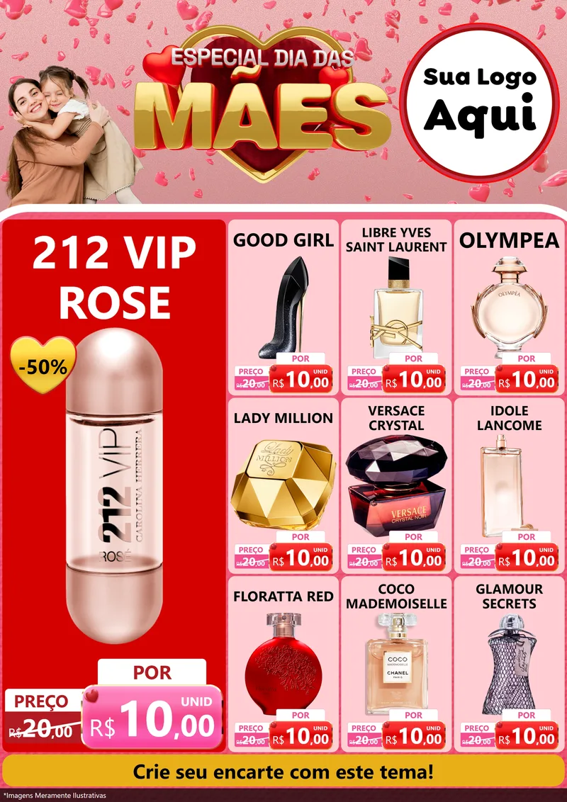 Modelo de Encarte para Encarte A4 Vertical com o tema Especial Dia Das Mães para Perfumes