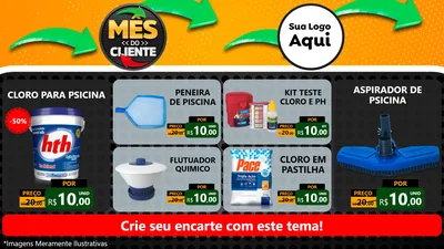 Modelo de TV para TV Horizontal com o tema Mês do Cliente para Produtos para Piscina