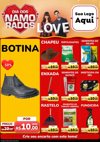 Modelo de Encarte para Encarte A4 Vertical com o tema Dia dos Namorados para Agropecuária