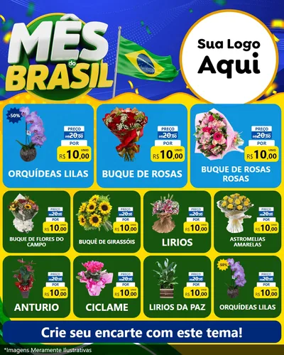 Modelo de Rede Social para Feed Instagram com o tema Mês do Brasil para Floricultura e jardim