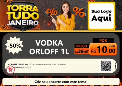 Modelo de Cartaz para Cartaz A4 Horizontal com o tema Torra Tudo Janeiro para Distribuidora de bebidas