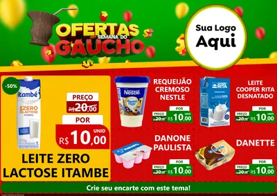 Modelo de Encarte para Encarte A4 Horizontal com o tema Ofertas Semana Do Gaúcho para Frios e Laticínios