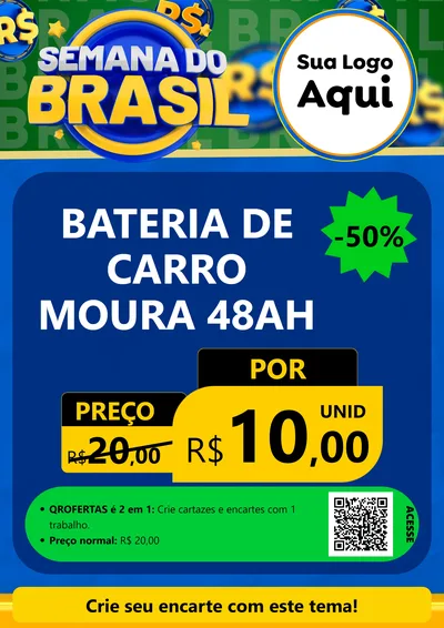 Modelo de Cartaz para Cartaz A4 Vertical com o tema Semana Do Brasil para Baterias Elétricas