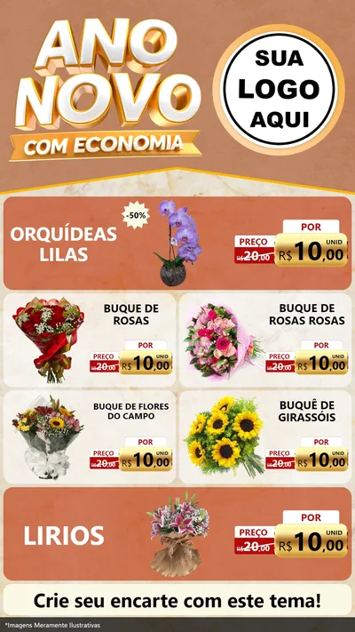 Modelo de TV para TV Vertical com o tema Ano Novo Com Economia para Floricultura e jardim