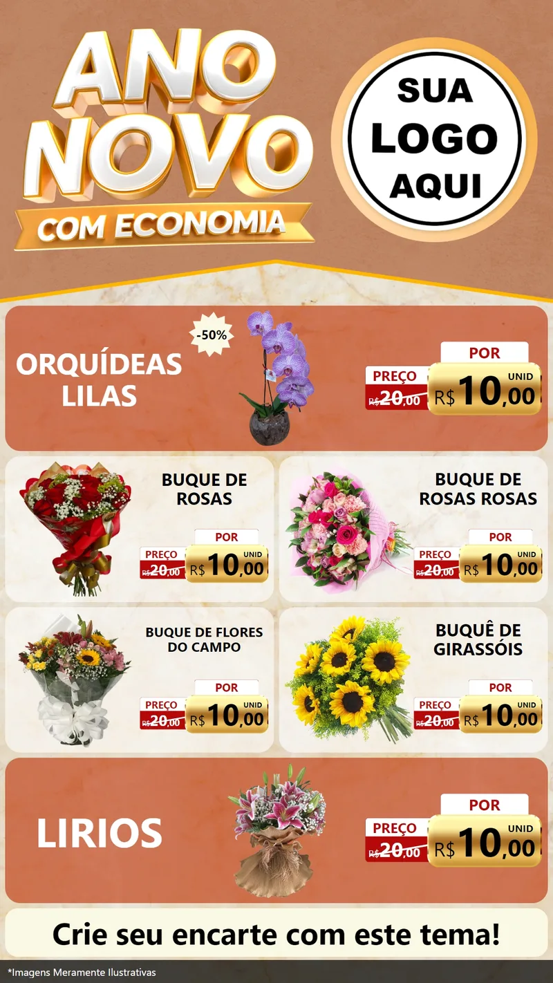 Modelo de TV para TV Vertical com o tema Ano Novo Com Economia para Floricultura e jardim