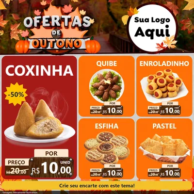 Modelo de Rede Social para Feed Facebook com o tema Ofertas de Outono para Salgadaria