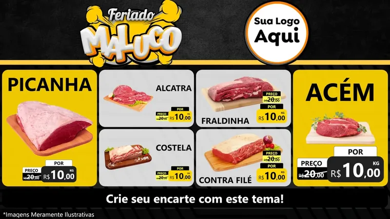 Modelo de TV para TV Horizontal com o tema Feriado Maluco para Açougue