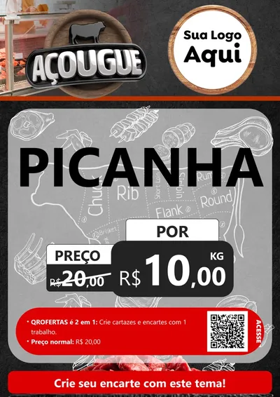 Modelo de Cartaz para Cartaz A4 Vertical com o tema Açougue para Açougue