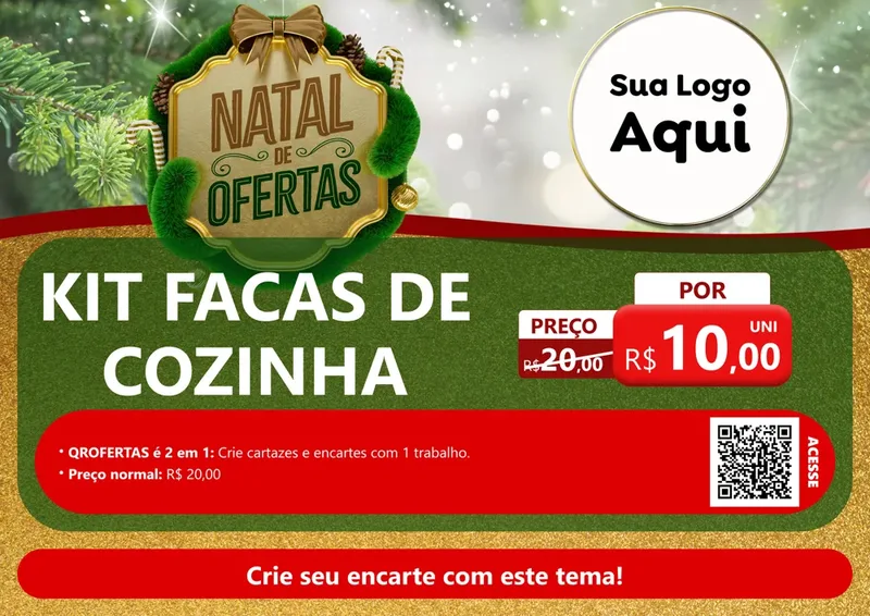 Modelo de Cartaz para Cartaz A4 Horizontal com o tema Ofertas de Natal para Utilidades Domésticas