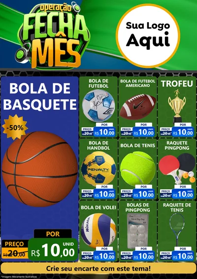 Modelo de Encarte para Encarte A4 Vertical com o tema Operação Fecha Mês para Artigos Esportivos