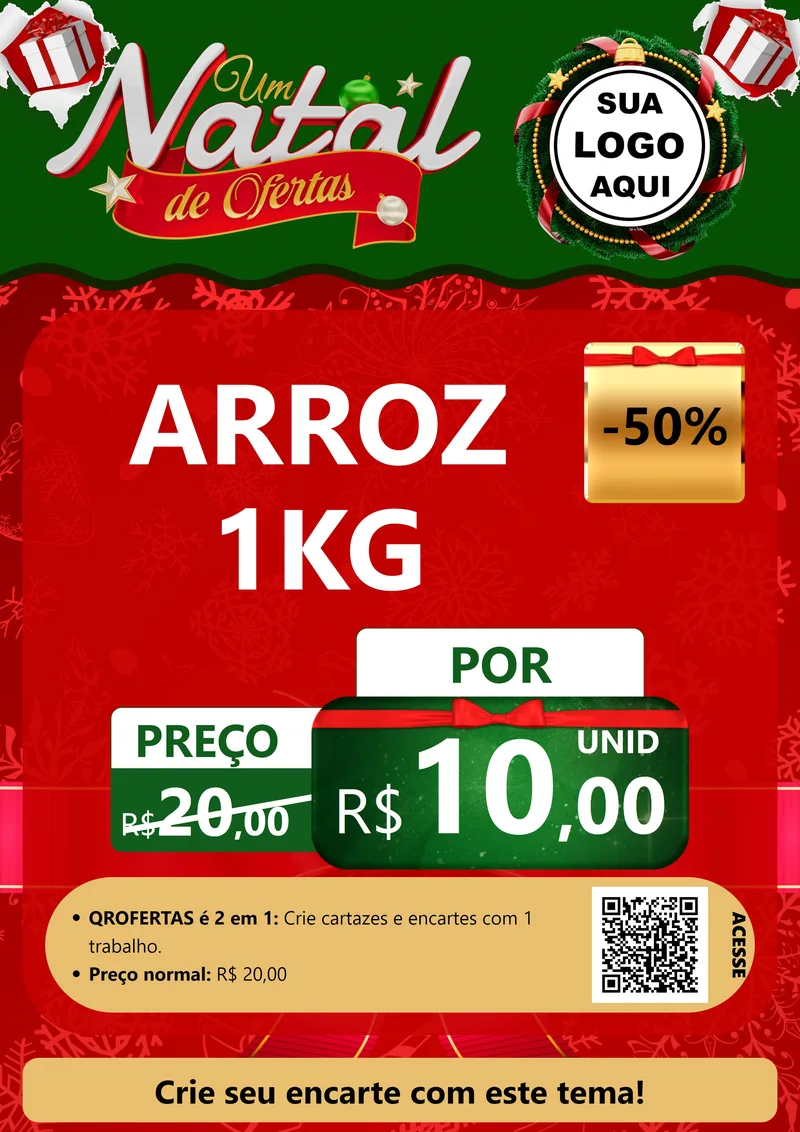 Modelo de Cartaz para Cartaz A4 Vertical com o tema Um Natal de Ofertas para Supermercado