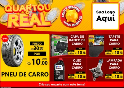 Modelo de Encarte para Encarte A4 Horizontal com o tema Quartou do Real para Auto peças