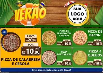 Modelo de Encarte para Encarte A4 Horizontal com o tema Verão para Pizzaria