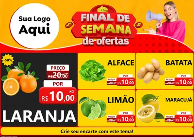 Modelo de Encarte para Encarte A4 Horizontal com o tema Final de Semana de Ofertas para Hortifrúti