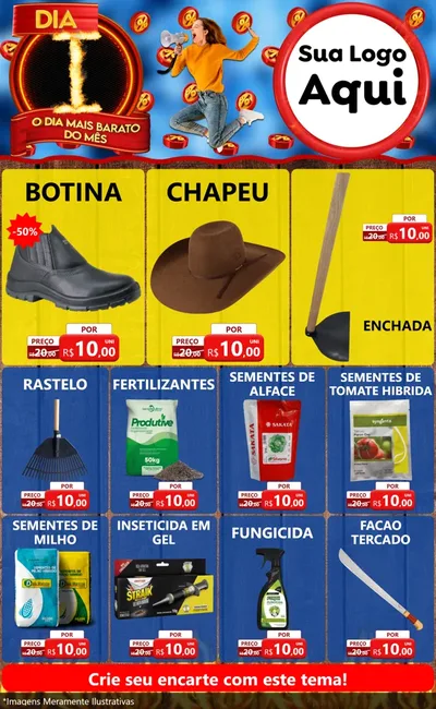 Modelo de Encarte para Encarte Grande com o tema Dia I - O Dia Mais Barato Do Mês para Agropecuária