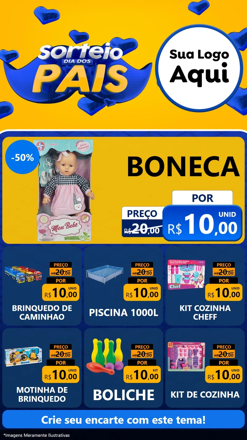 Modelo de Rede Social para Stories com o tema Sorteio Dia dos Pais para Brinquedos