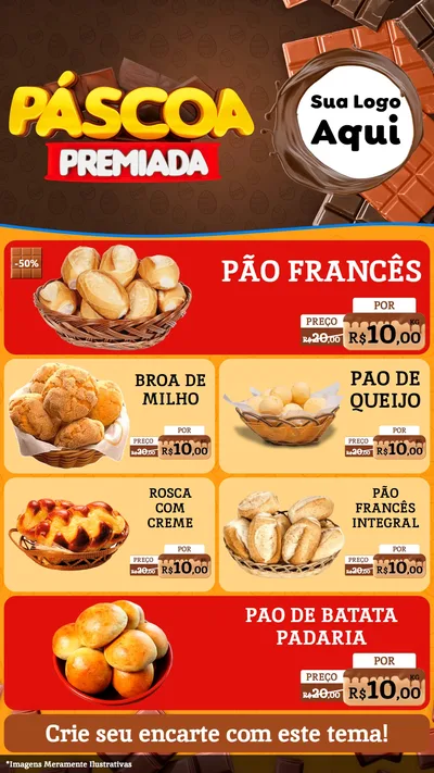 Modelo de TV para TV Vertical com o tema Páscoa Premiada para Padaria