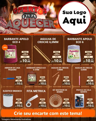 Modelo de Rede Social para Feed Instagram com o tema Ofertas Para Aquecer para Armarinho e Aviamentos