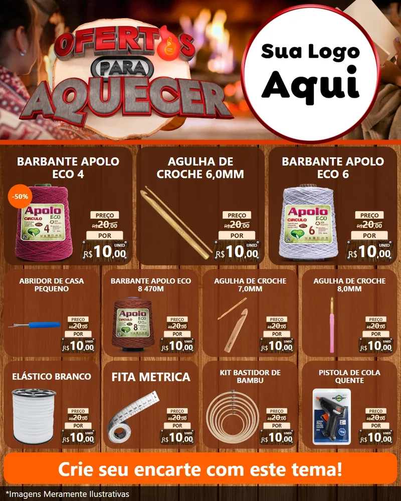 Modelo de Rede Social para Feed Instagram com o tema Ofertas Para Aquecer para Armarinho e Aviamentos