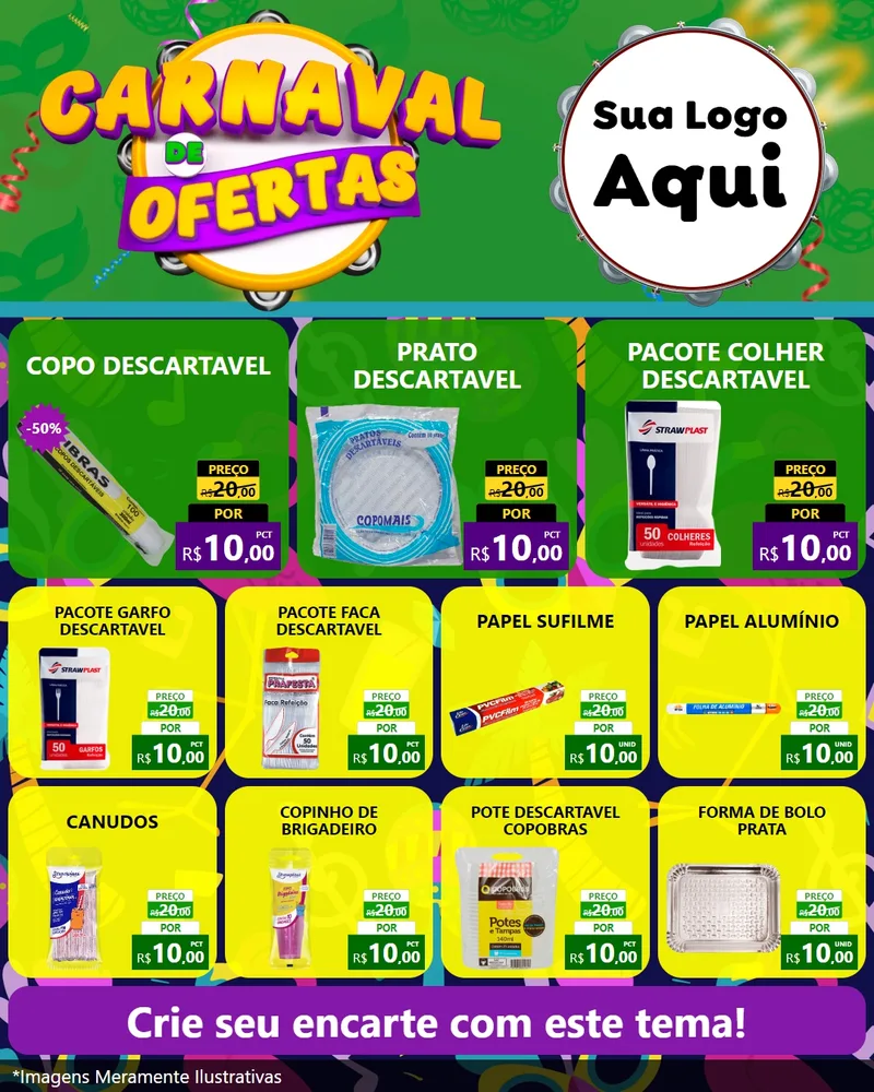 Modelo de Rede Social para Feed Instagram com o tema Carnaval de Ofertas para Embalagens