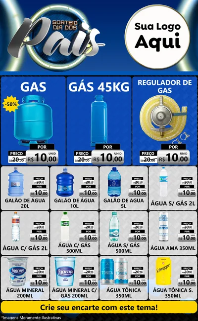 Modelo de Encarte para Encarte Grande com o tema Sorteio Dia Dos Pais para Água e gás