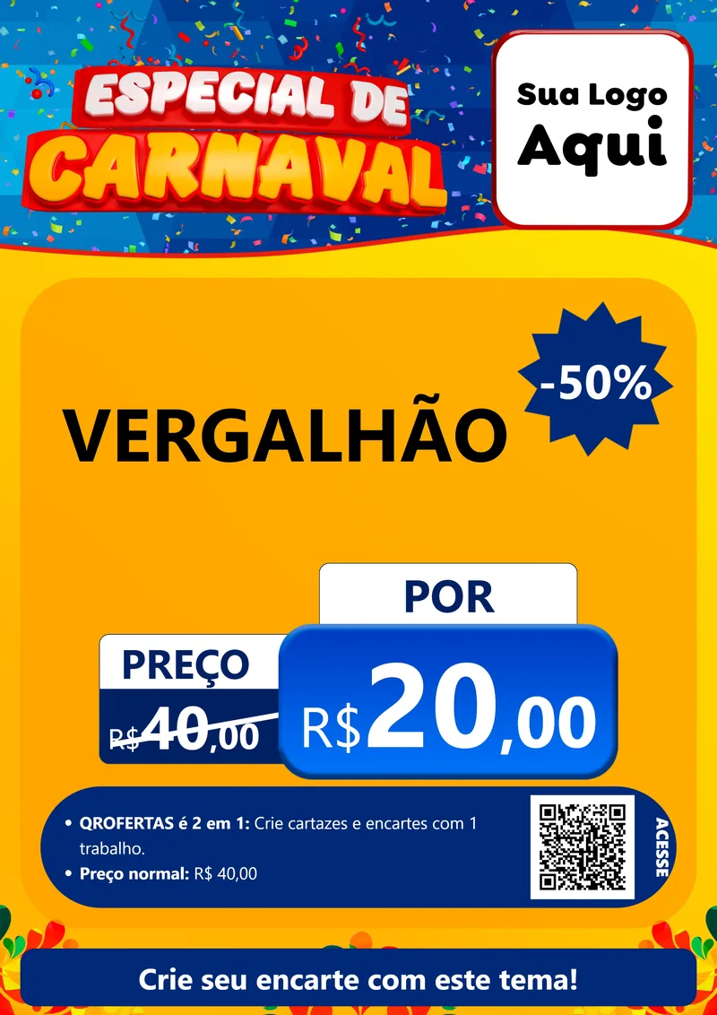Modelo de Cartaz para Cartaz A4 Vertical com o tema Especial de Carnaval para Ferragens