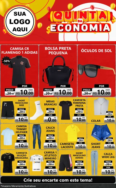Modelo de Encarte para Encarte Grande com o tema Quinta da Economia para Roupas e acessórios