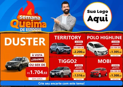 Modelo de Encarte para Encarte A4 Horizontal com o tema Semana Queima de Estoque para Concessionaria de Carros