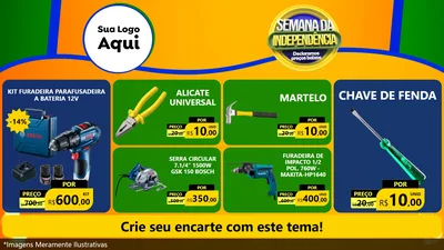 Modelo de TV para TV Horizontal com o tema Semana da Independência Declaramos Preços Baixos para Maquinas e Ferramentas