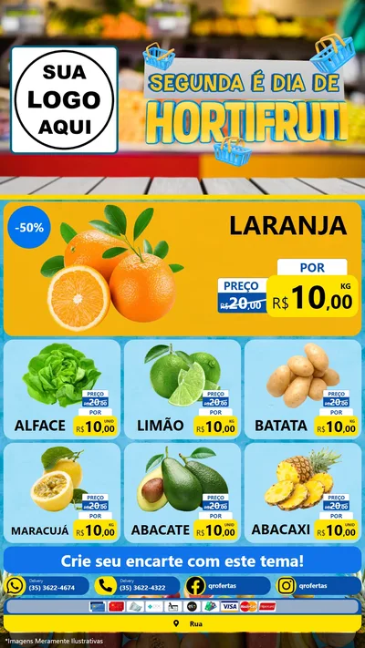 Modelo de Rede Social para Stories com o tema Segunda É Dia de Hortifruti para Hortifrúti