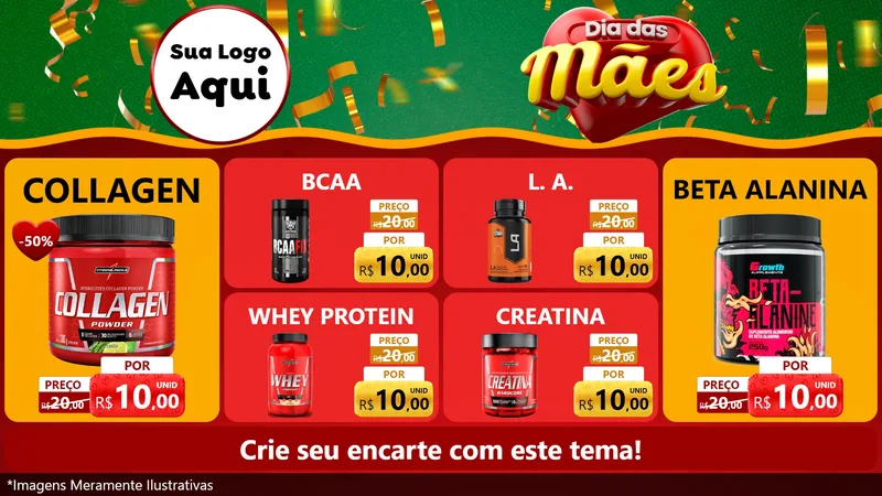 Modelo de TV para TV Horizontal com o tema Dia das Mães para Suplementos alimentares