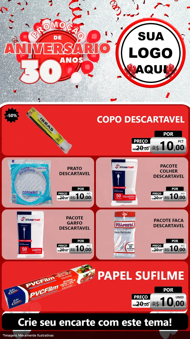 Modelo de TV para TV Vertical com o tema Promoção de Aniversário - 30 Anos para Embalagens