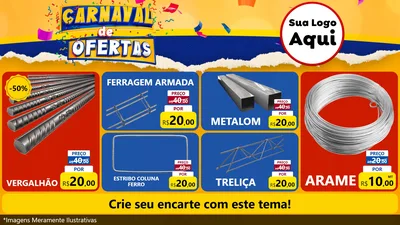 Modelo de TV para TV Horizontal com o tema Carnaval de Ofertas para Ferragens