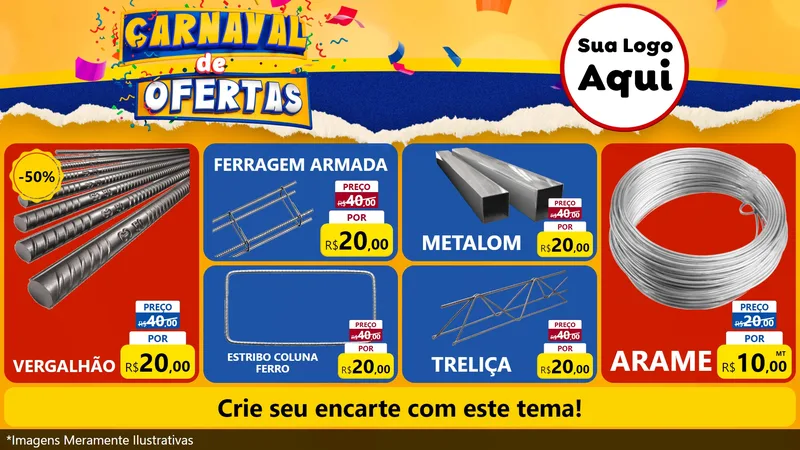 Modelo de TV para TV Horizontal com o tema Carnaval de Ofertas para Ferragens