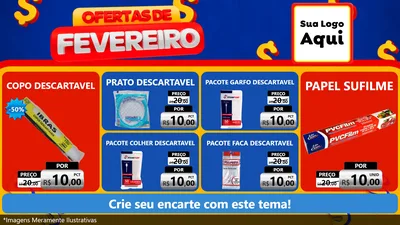 Modelo de TV para TV Horizontal com o tema Ofertas de Fevereiro para Embalagens