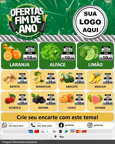 Modelo de Rede Social para Feed Instagram com o tema Ofertas Fim de Ano para Hortifrúti