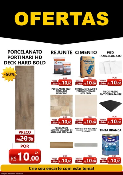 Modelo de Encarte para Encarte A4 Vertical com o tema Ofertas Preto e Vermelho Cartaz para Pisos e revestimentos