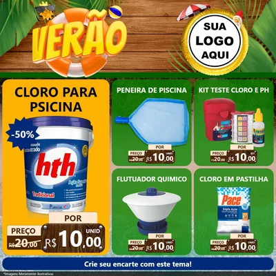 Modelo de Rede Social para Feed Facebook com o tema Verão para Produtos para Piscina