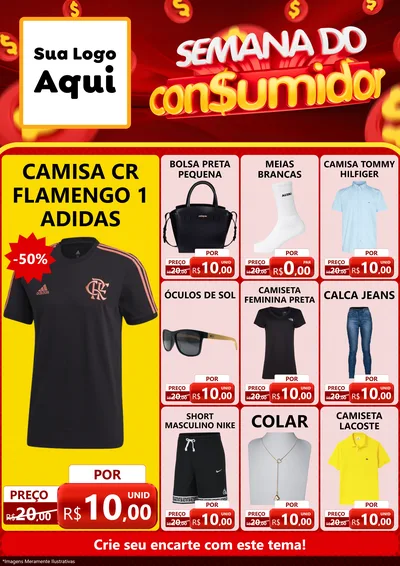 Modelo de Encarte para Encarte A4 Vertical com o tema Semana do Consumidor para Roupas e acessórios
