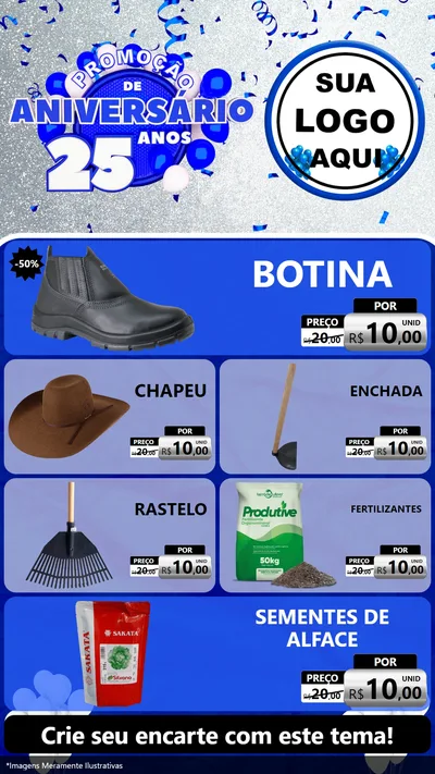 Modelo de TV para TV Vertical com o tema Promoção de Aniversário - 25 Anos para Agropecuária