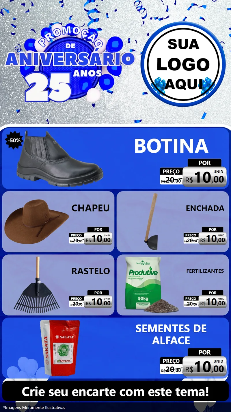 Modelo de TV para TV Vertical com o tema Promoção de Aniversário - 25 Anos para Agropecuária