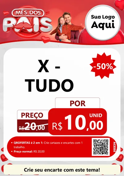 Modelo de Cartaz para Cartaz A4 Vertical com o tema Mês dos Pais para Hamburgueria